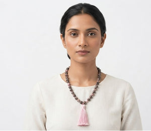 Rhodonite Crystal Beads Mala Spiritual Necklace