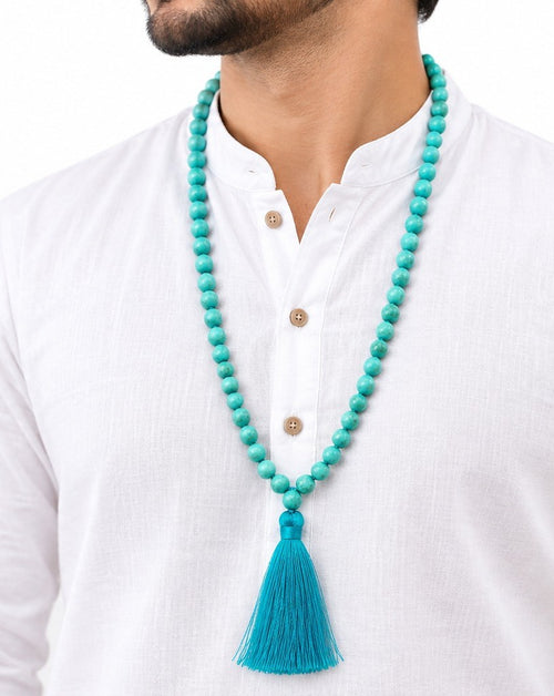 Turquoise (Firoza) Crystal Beads Mala Spiritual Necklace