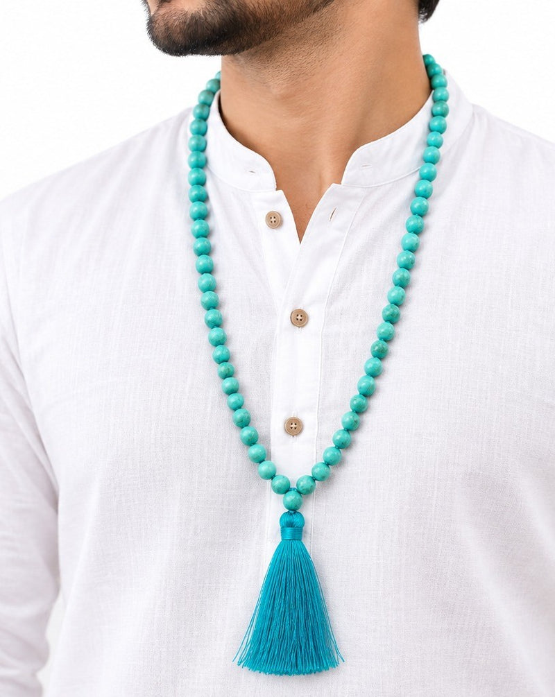 Turquoise (Firoza) Crystal Beads Mala Spiritual Necklace