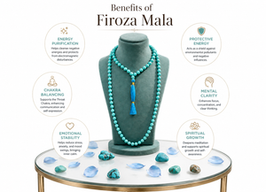 Turquoise (Firoza) Crystal Beads Mala Spiritual Necklace