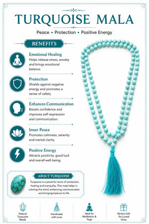 Turquoise (Firoza) Crystal Beads Mala Spiritual Necklace