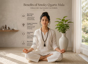 Natural Smoky Quartz Crystal Beads Mala Spiritual Necklace