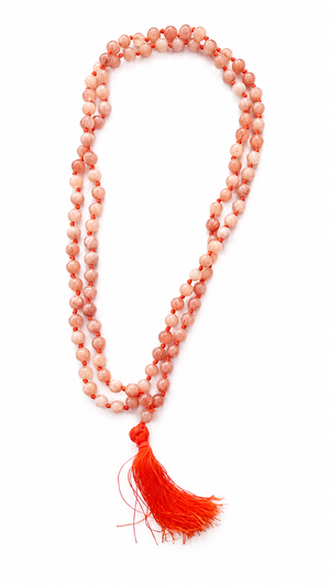 Sunstone Crystal Beads Mala Spiritual Necklace
