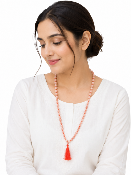 Sunstone Crystal Beads Mala Spiritual Necklace