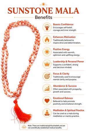 Sunstone Crystal Beads Mala Spiritual Necklace
