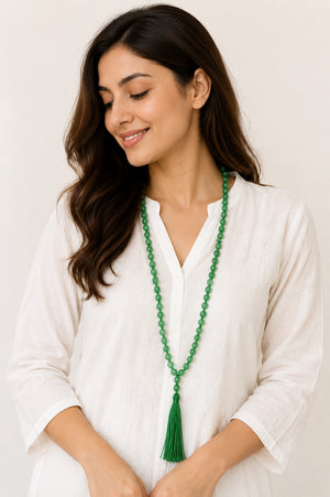 Green Aventurine Crystal Beads Spiritual Mala Necklace