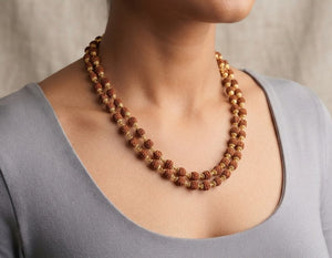 Small Rudraksha Mala with Golden Capping