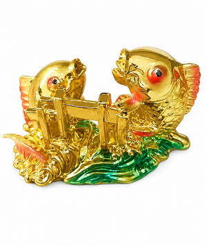 Feng Shui Double Fish Dragon Gate Statue Vastu Showpiece