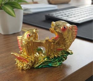 Feng Shui Double Fish Dragon Gate Statue Vastu Showpiece