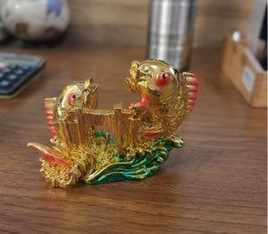 Feng Shui Double Fish Dragon Gate Statue Vastu Showpiece