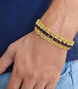 Rudraksha Golden Capping Bracelet | Traditional Spiritual Beaded Bracelet