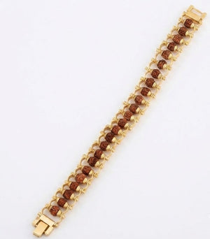 Rudraksha Golden Capping Bracelet | Traditional Spiritual Beaded Bracelet