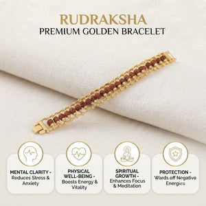 Rudraksha Golden Capping Bracelet | Traditional Spiritual Beaded Bracelet