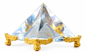Feng Shui Crystal Pyramid with Golden Stand Vastu Showpiece