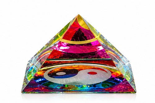 Feng Shui Crystal Pyramid with Yin Yang Symbol for Vastu Home Decor