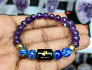 Aquarius (कुंभ राशि) Zodiac Crystal Bracelet for Men & Women