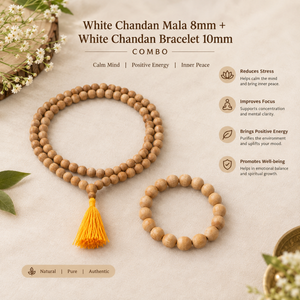 Shwet Chandan Divine Combo | White Chandan Mala & Bracelet Set